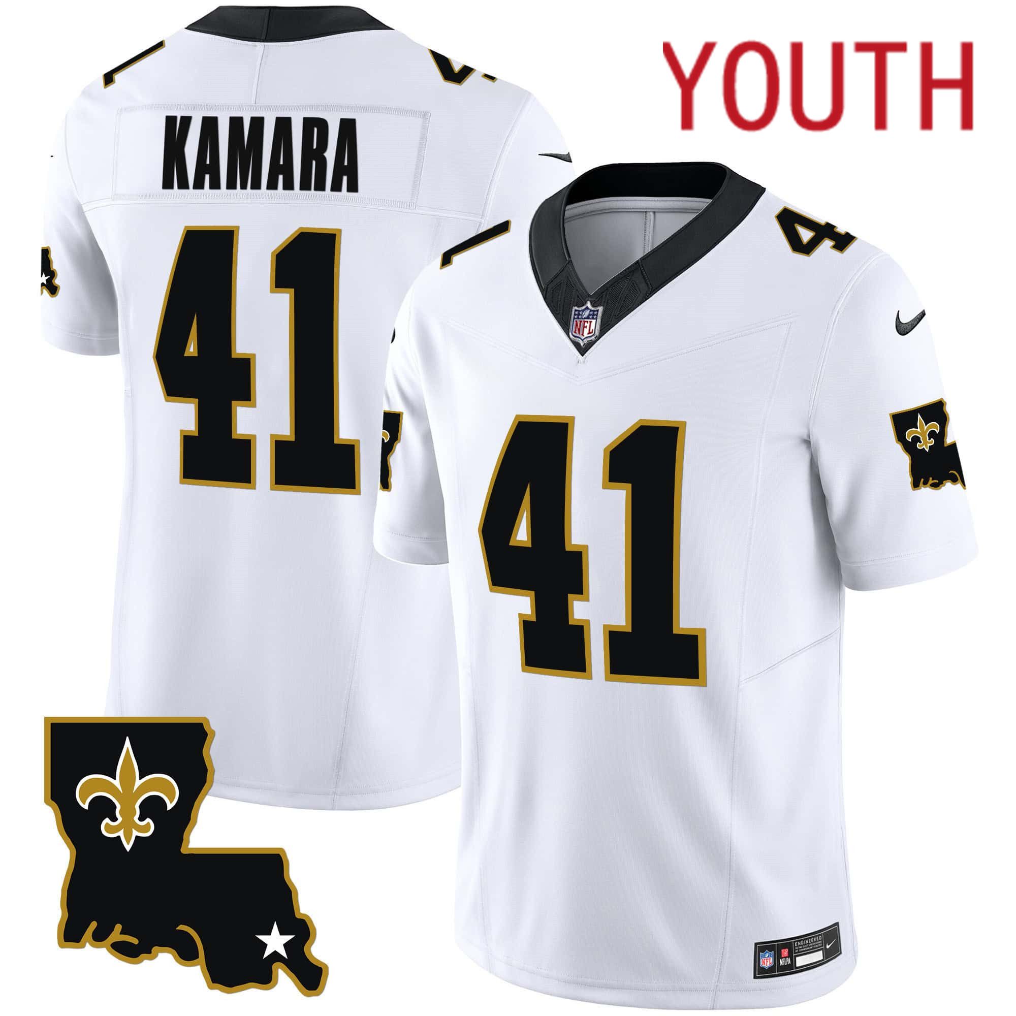 Youth New Orleans Saints #41 Kamara White 2024 Nike 1987 Legacy Vapor Limited NFL Jersey